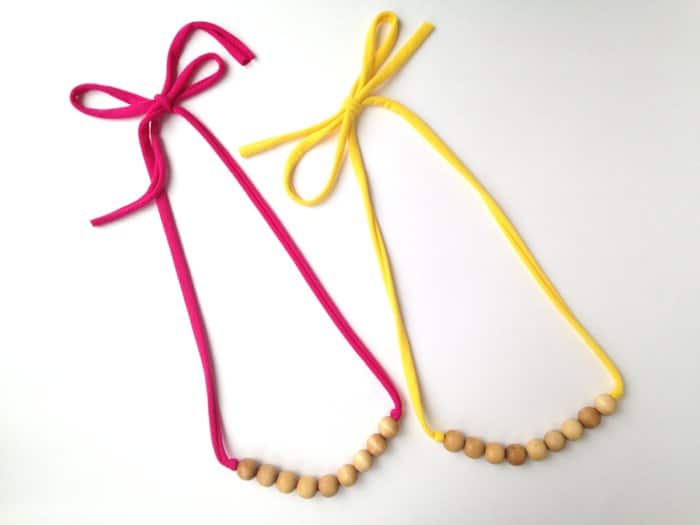 teething necklace with wood beads
