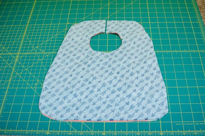 Fabric ready to sew a bib.