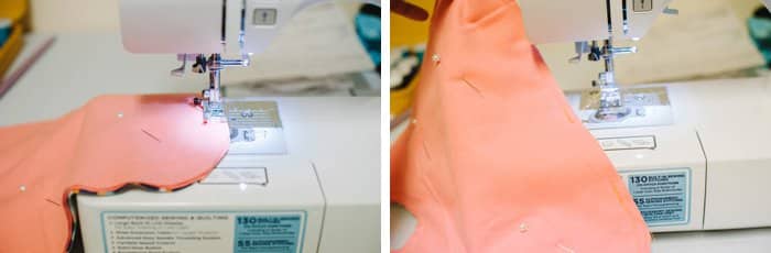Sewing a baby bib.