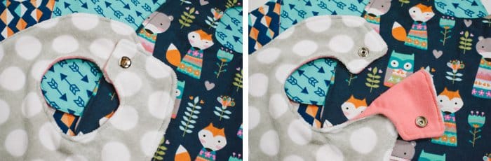 Diy baby bib with snaps for closures.