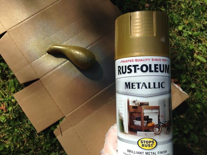 Gold spray paint and a plastic gourd painted gold.
