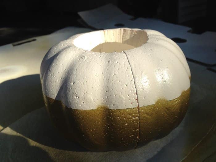 spray paint styrofoam pumpkin