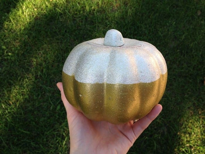 spray paint styrofoam pumpkin from the dollar store for fall decor