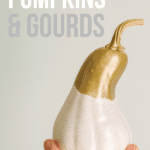 DIY fall pumpkins and gourds made by spray painting cheap fall decorations from the dollar store.
