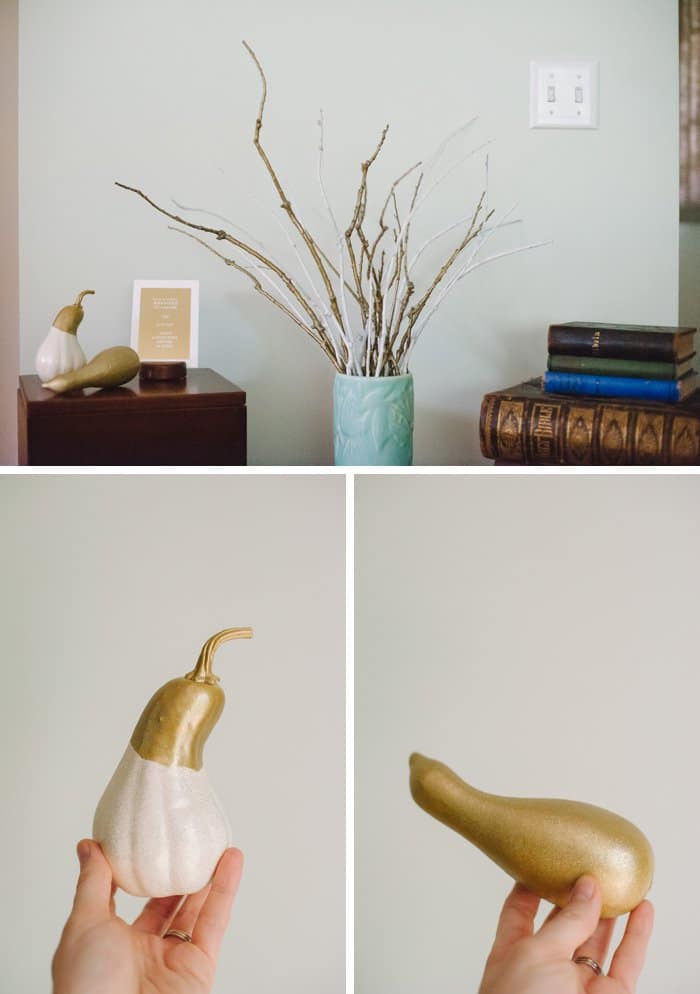 White and gold fall decor idea