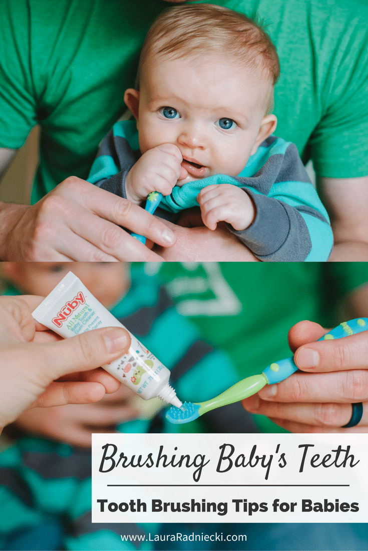 Brushing a Baby's Teeth - Tooth Brushing Tips for Babies - How to Brush a Baby's Teeth - Nuby Oral Care System Set and All Natural Baby Teeth and Gum Cleaner | Brush baby teeth, brush baby teeth tips, brush baby teeth when to start, when to start brushing baby teeth, brush baby gums.