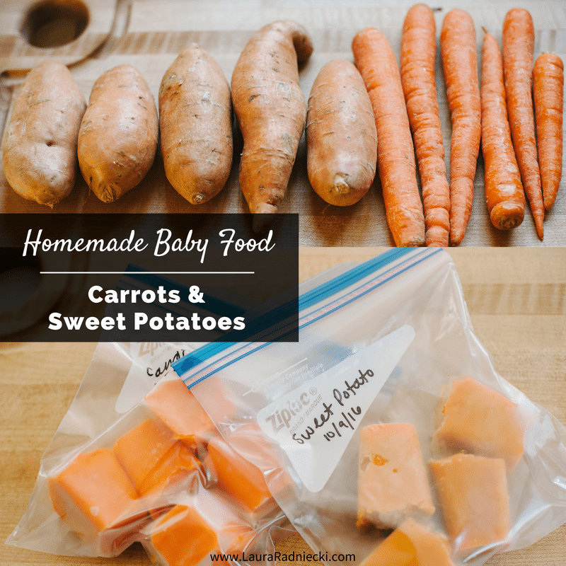 Homemade Baby Food Carrots and Sweet Potatoes