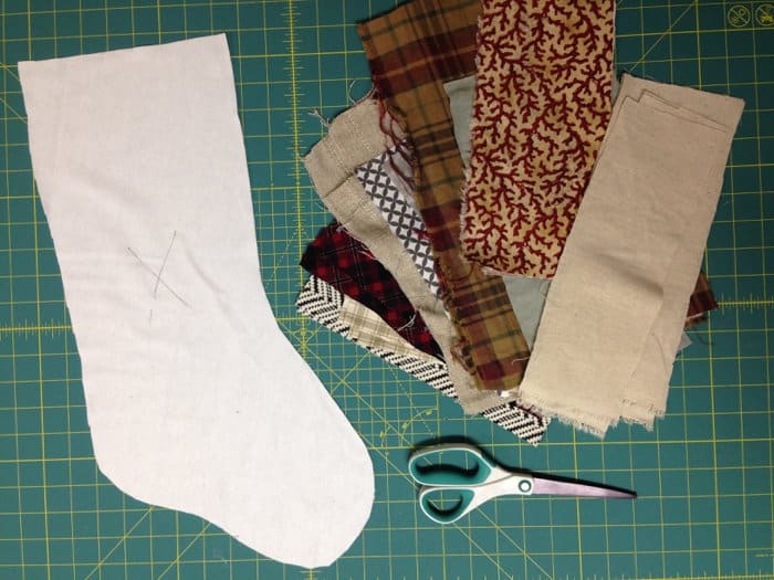 Prepping fabric for DIY stockings for Christmas