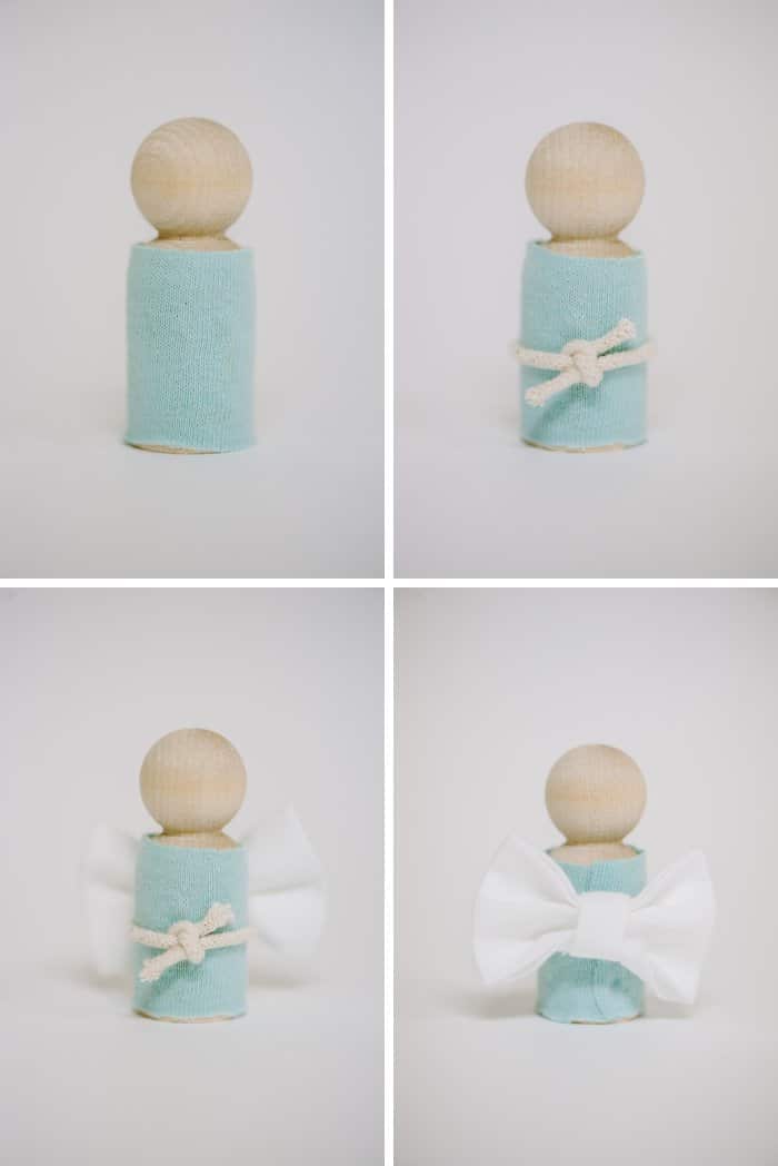 Make an angel for nativity set with wooden pegdolls.