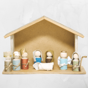How to Make a Wooden Peg Doll Nativity Set _ Kid and Toddler Friendly Nativity Scene Set