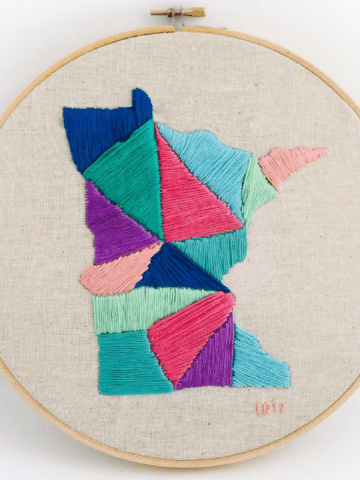 Minnesota State Embroidery Project - Embroidery Art Pattern State Shape