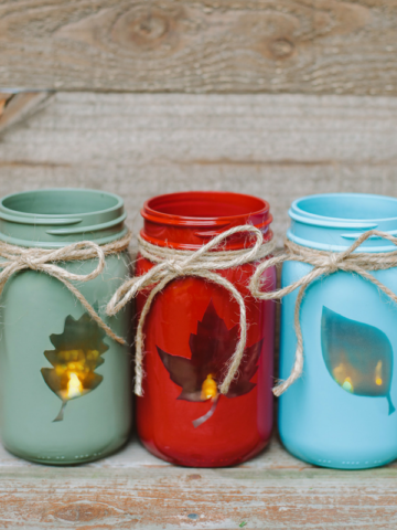 Reversible 2-in-1 DIY Fall Mason Jars - Easy Leaf Luminary Craft