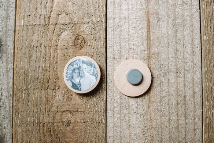 DIY Photo Magnets Made with Mod Podge on Wood Circles