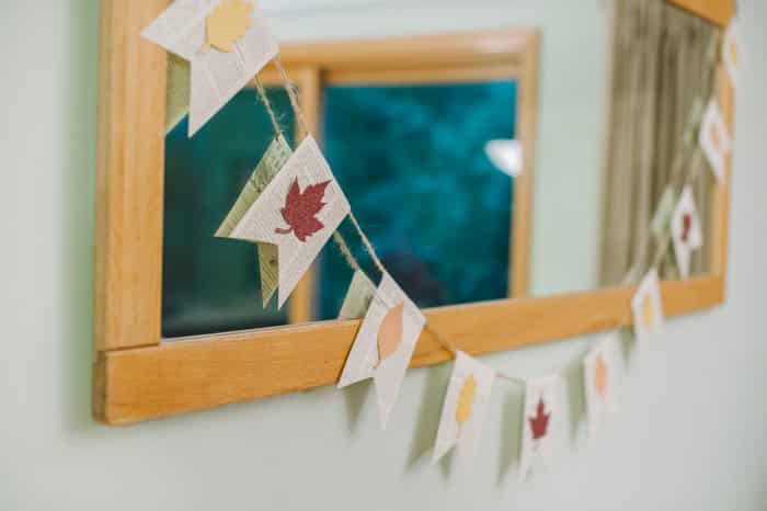 Fall Leaf Garland made with a Book Page Banner | Easy, cheap fall decor ideas | Fall Leaf Banner