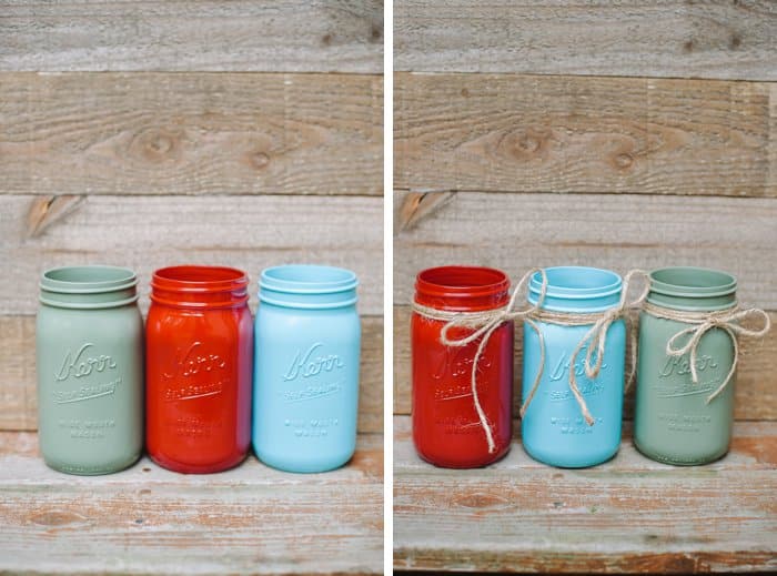 Classic fall decoration idea using painted mason jars and twine