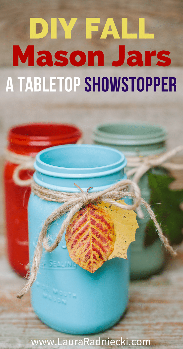 Reversible 2-in-1 DIY Fall Mason Jars! Classic on one side, an easy leaf luminary jar craft on the other! Easy Fall Home Decor DIY Idea, Fall Table Decor, Fall Jars DIY, Fall Jar Decorations.