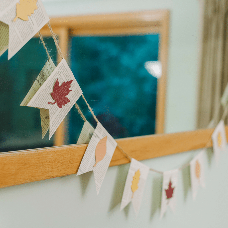 How to Make a Fall Leaf Banner with Book Pages