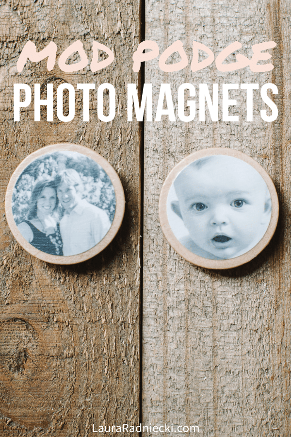 How to make DIY Photo Magnets with Wood Circles and Mod Podge