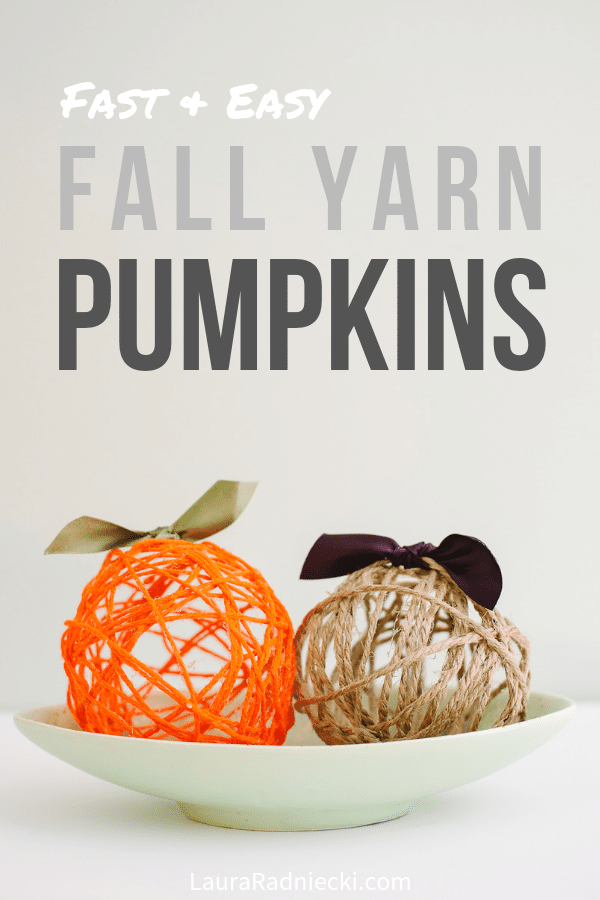 Fall DIY Yarn Ball Pumpkins made with glue and balloons