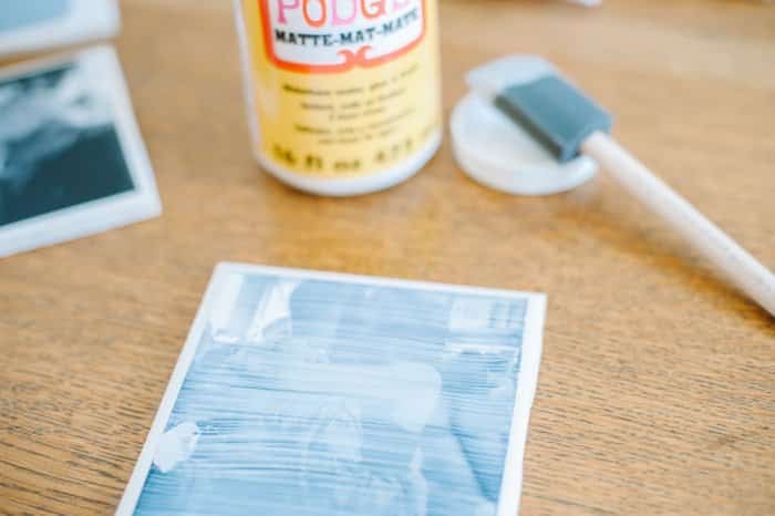 Photo Coasters using Mod Podge