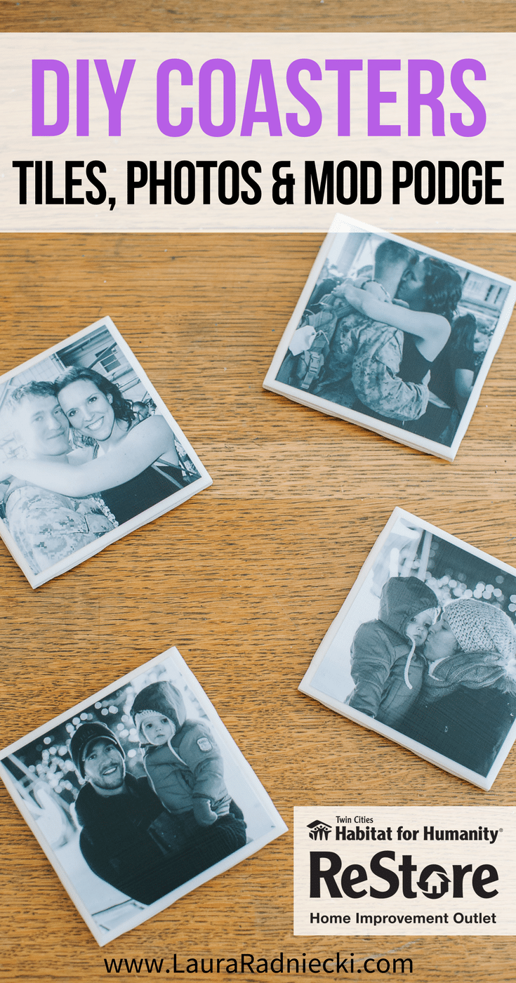 Repurpose with the help of the Habitat for Humanity ReStore in honor of Earth Day, and create amazing DIY projects by reusing materials others have donated! Includes three ideas of DIY upcycle projects, including DIY Mod Podge Coasters using square tiles found in most ReStores. #HabitatforHumanity #ReStore #EarthDay #DIY #Repurpose #Upcycle