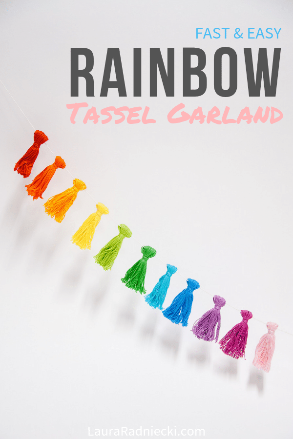 DIY Rainbow Tassel Garland Made With Embroidery Floss