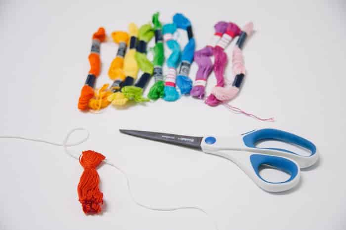 Rainbow garland with tiny tassels