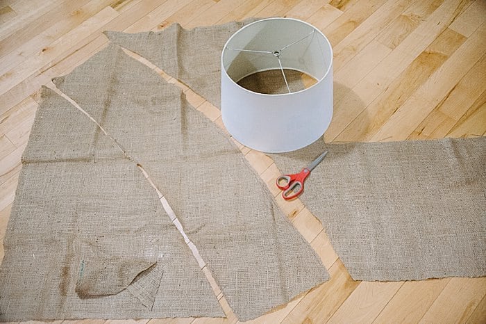 Cut out burlap for lamp shade