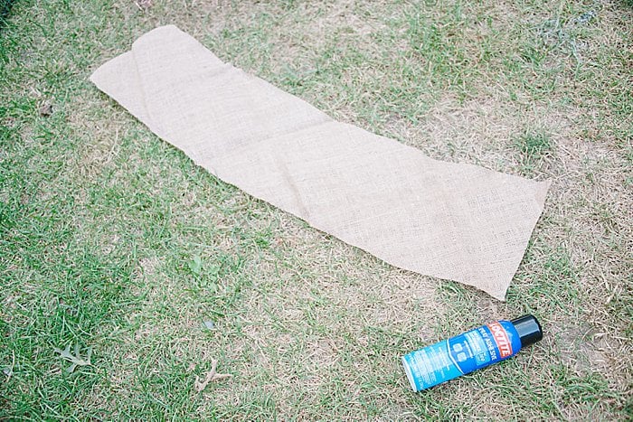 Spray adhesive on burlap