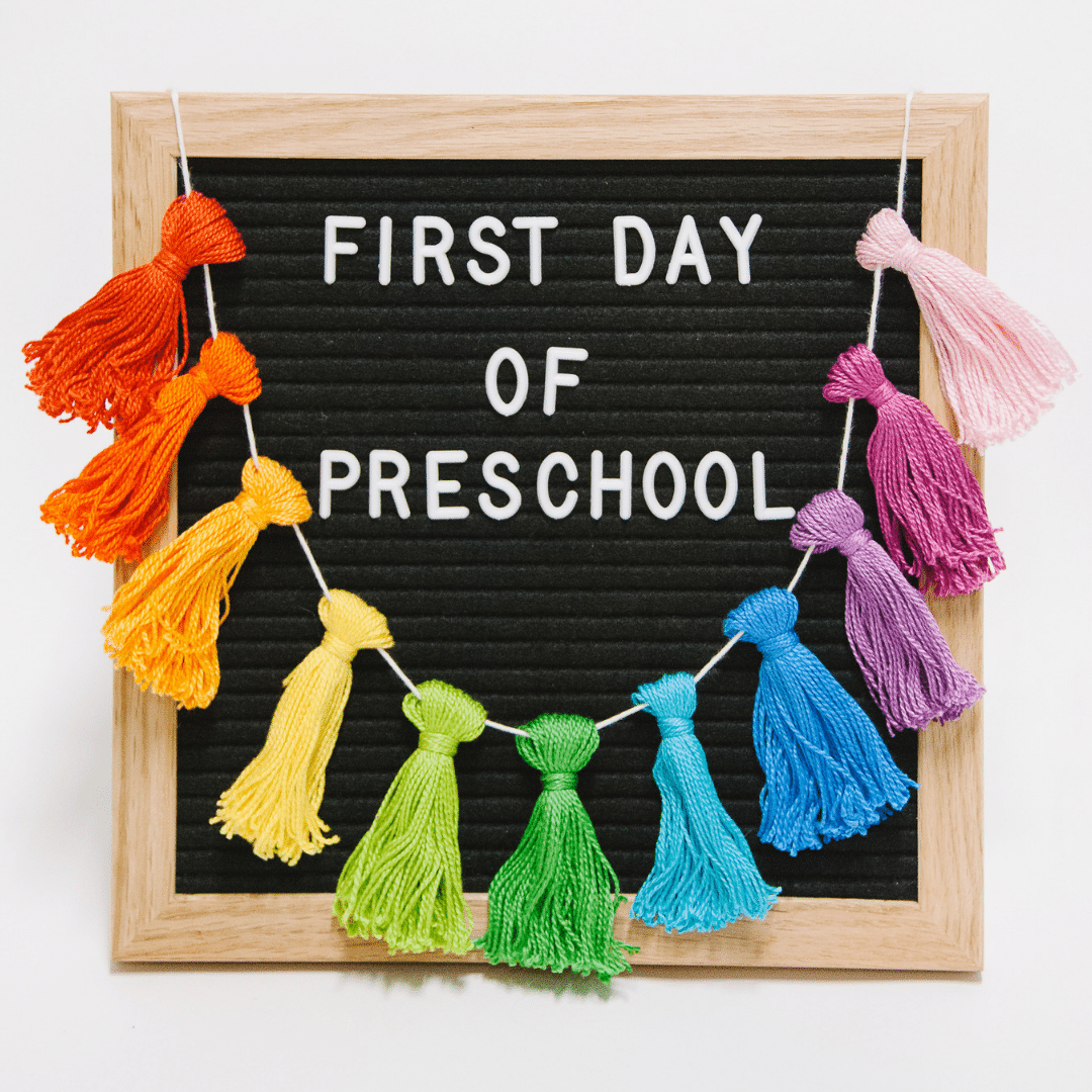 First Day of School Sign with a Rainbow Tassel Garland