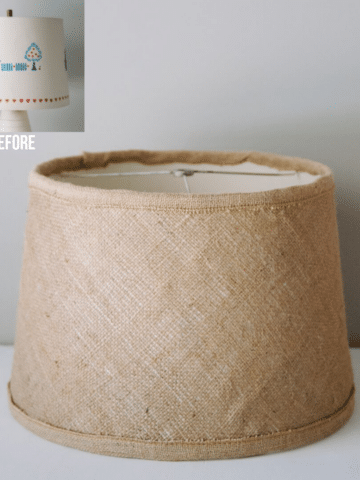 Upcycled Burlap Lamp Shade _ DIY Lampshade Makeover