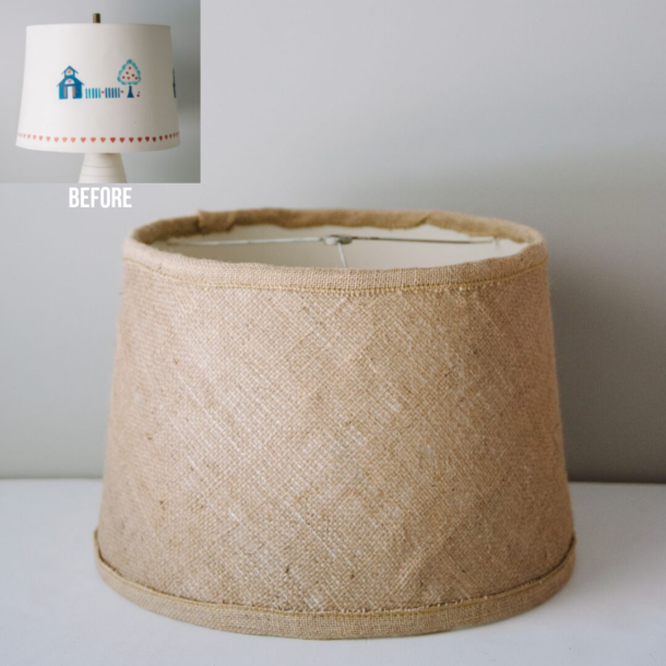 DIY Lampshade Makeover Upcycled Burlap Lamp Shade