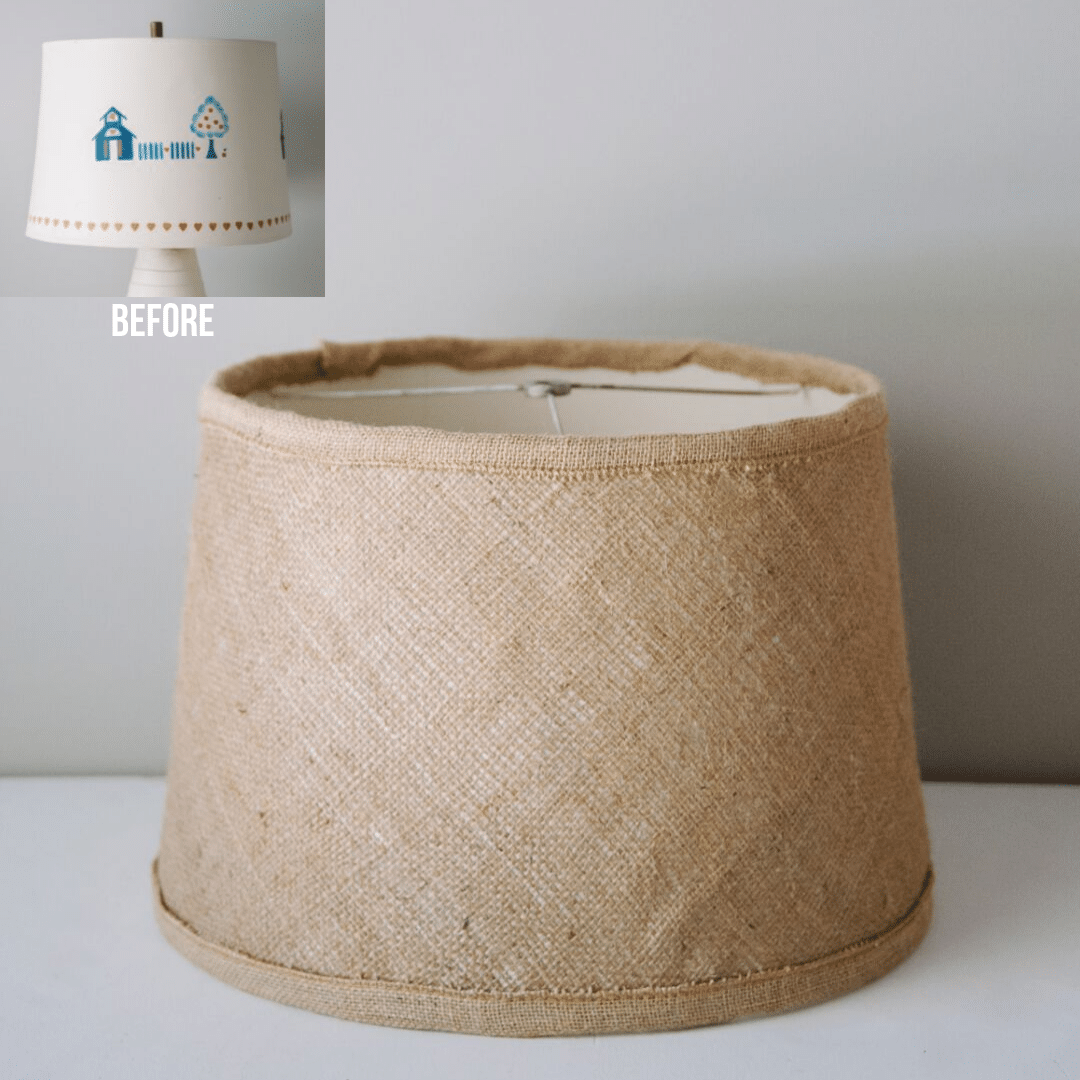 Upcycled Burlap Lamp Shade _ DIY Lampshade Makeover