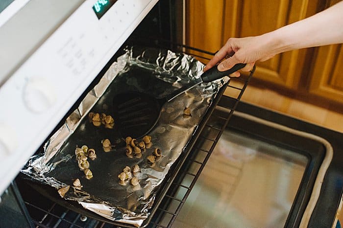 Turn acorns halfway through baking to dry them evenly