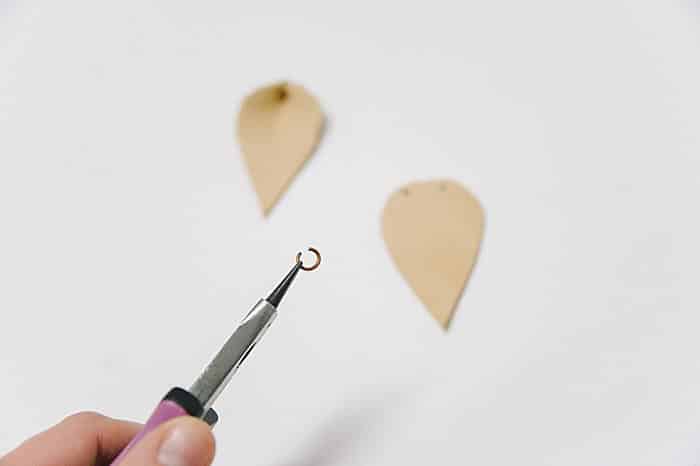 metal jump ring for leather leaf earrings diy