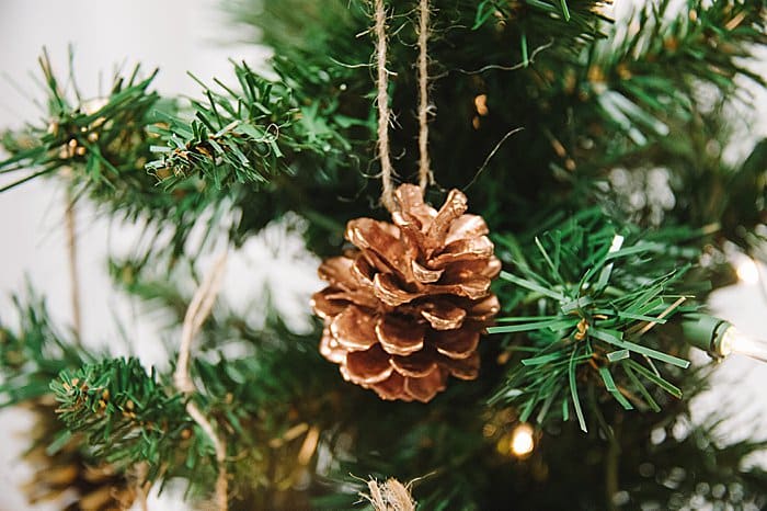 diy rose gold pinecone ornament