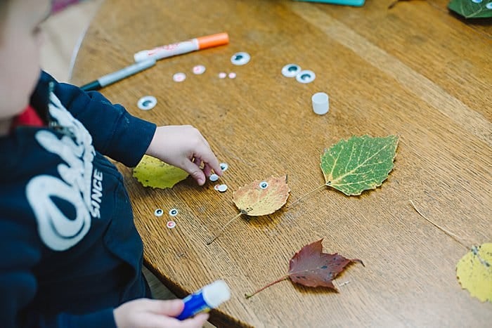 fine motor skill activity with leaves for preschoolers