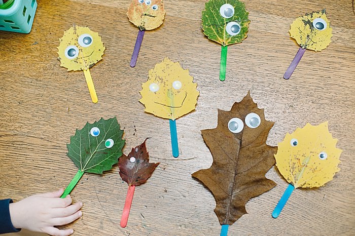 easy, cute leaf puppets for preschool and toddlers