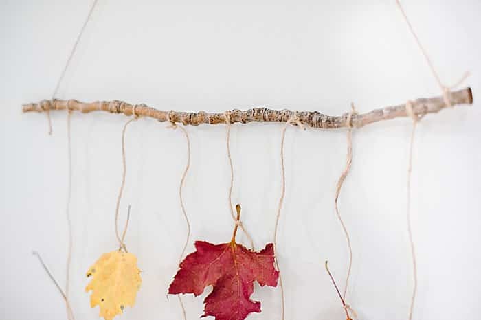 simple leaf wall art with hanging leaves