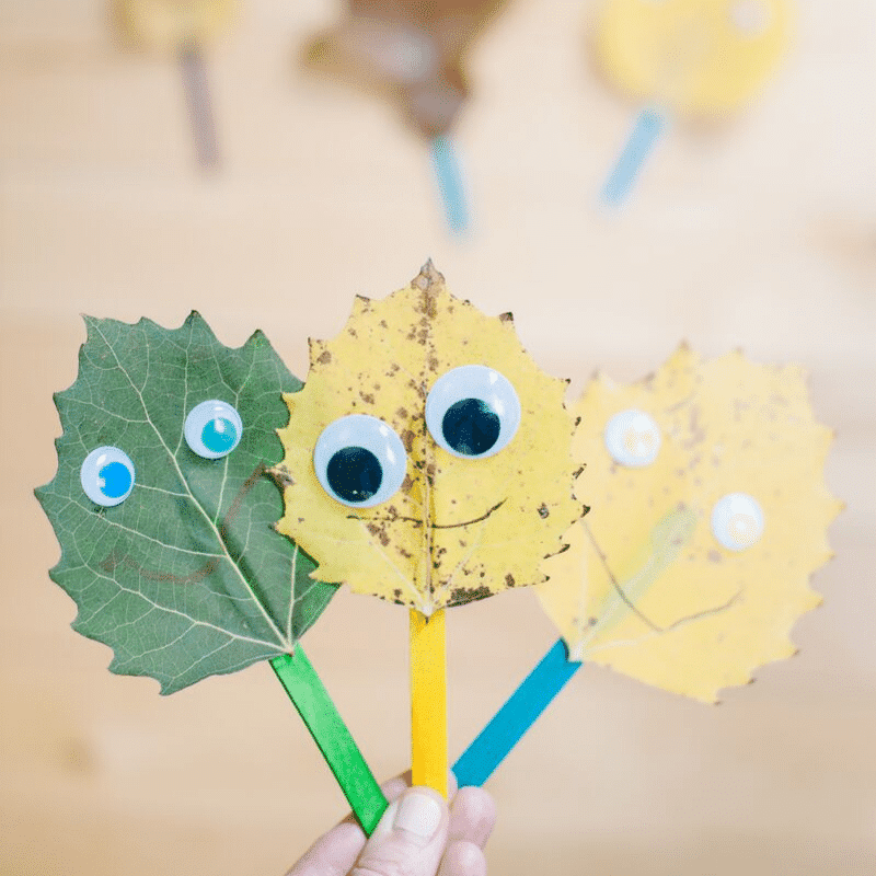 Googly Eye Leaf Creatures - The Farmwife Crafts