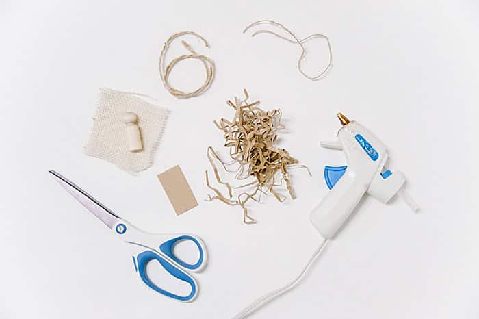 Supplies needed to make a DIY baby Jesus ornament craft