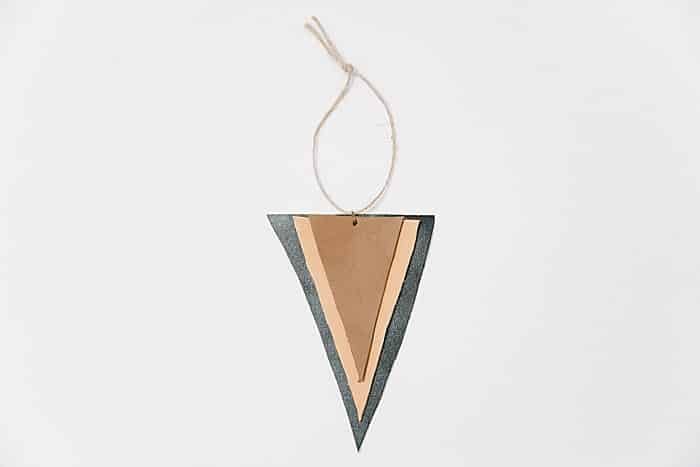 DIY Stacked Leather Triangle Ornament