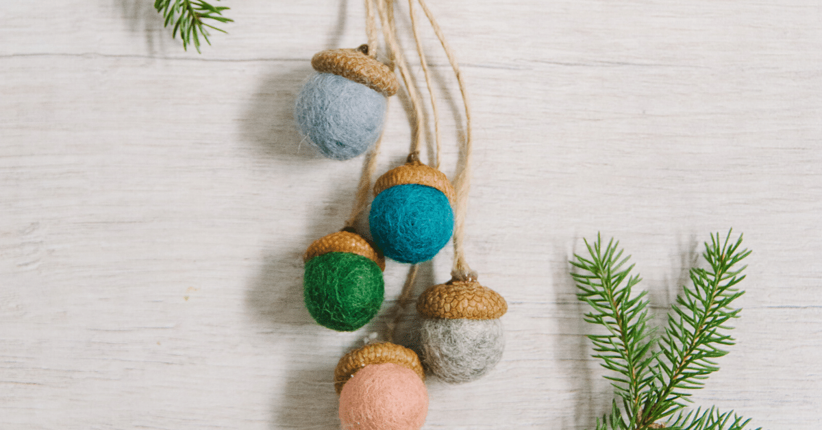 Day 13 How to Make a Felt Ball Acorn Ornament 30 Days of Ornaments