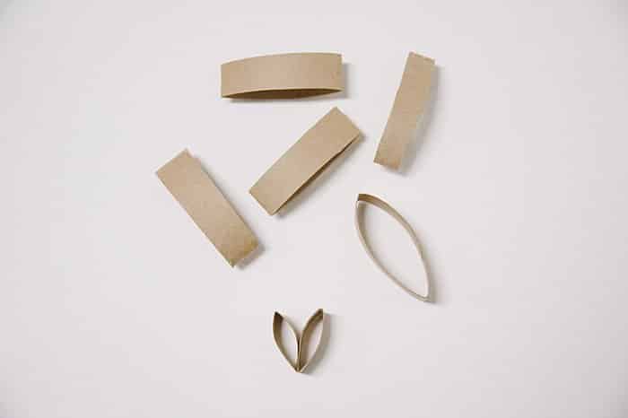 Cardboard pieces being made into flower petals.