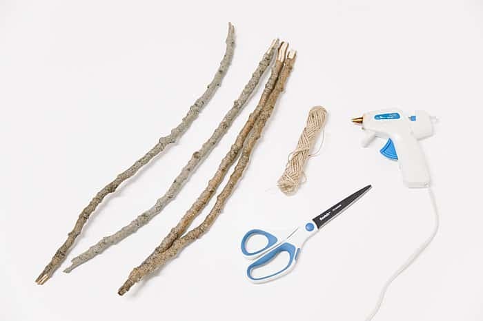 supplies needed to make a DIY Picture Frame with Sticks