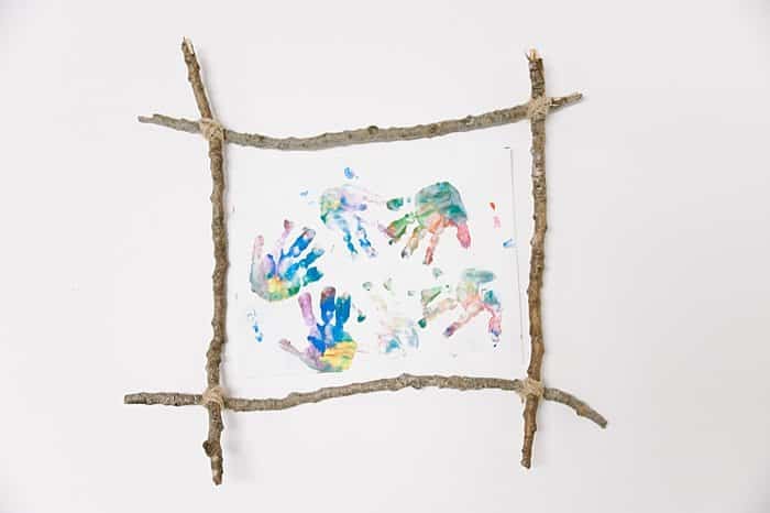 use diy picture frame to showcase kids artwork