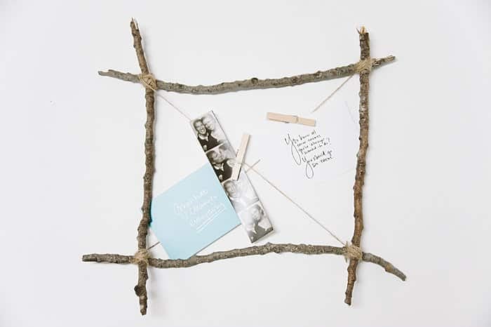 DIY Picture Frame Made with Sticks _ Stick Craft Ideas | diy photo board, memorabilia board