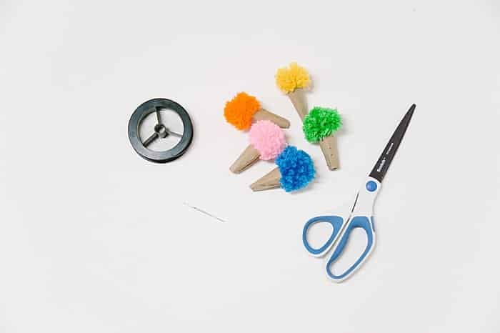 Ice Cream Pom Pom Garland Made with Yarn and Toilet Paper Rolls