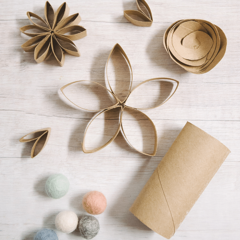 DIY Paper Flowers Made Out of Recycled Toilet Paper Rolls