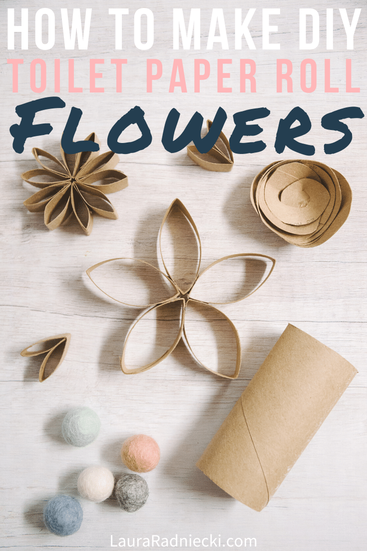 DIY Paper Flowers Made Out of Recycled Toilet Paper Rolls